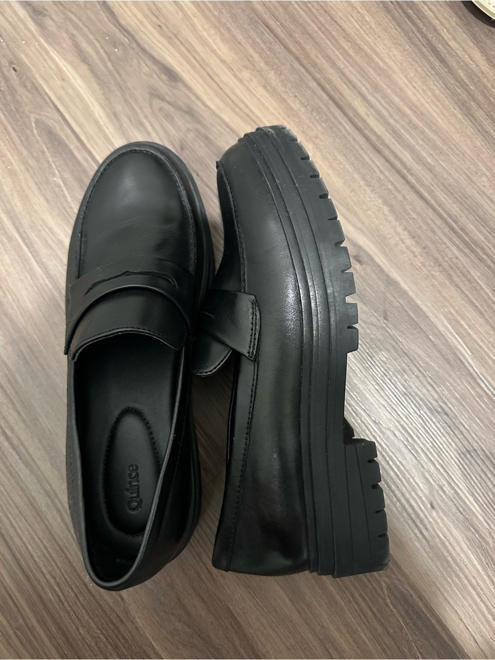Quince Black Leather Lug Sole Loafers - Picture 2 of 3